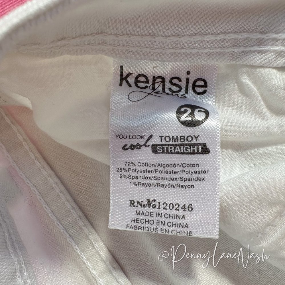 Kensie Tomboy Straight Cuffed Jeans White - Picture 6 of 6